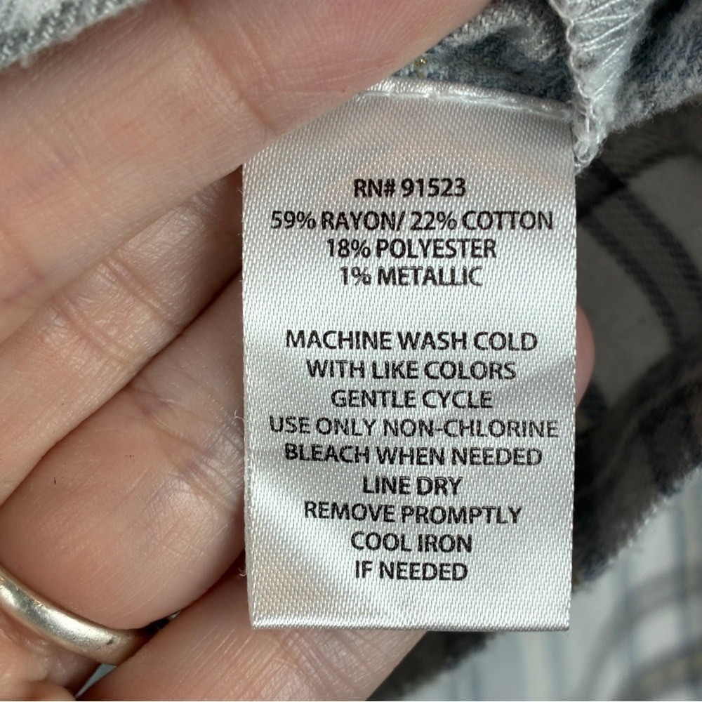 Jaclyn New York Pajama Set L Rayon Cotton Plaid Sleepwear Cozy Loungewear Grey - Picture 10 of 13